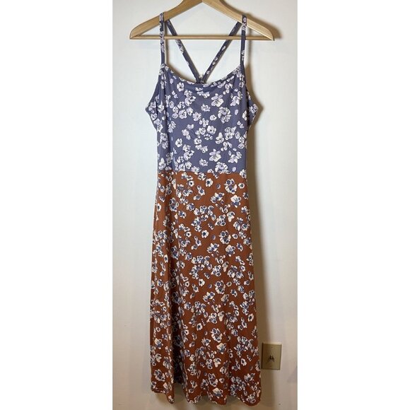 Pact Dresses & Skirts - NWT Pact Shoreline Floral Midi Dress Organic Cotton Blue Brown XL New